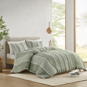 Full/Queen 3 Piece Striped Cotton Duvet Cover Set