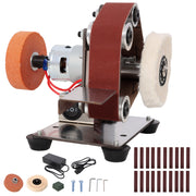 Mini Electric Belt-Sander Knife-Sharpener Sanding Machine 96W, Small Bench Grinder Kit 7 Speed Adjustable Power Polisher DIY Polishing Grinding Tool, Handcraft Jewelry