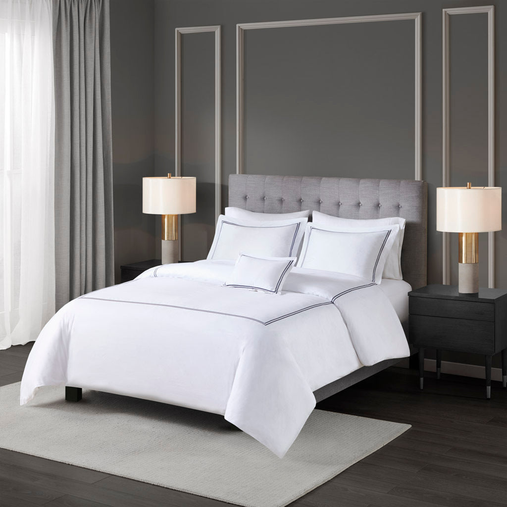 King/Cal King 100% Cotton Sateen Embroidered Comforter Set