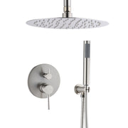 Dome shower system Shower head combination set wall mounted with 10 inch shower head and hand held shower head, brushed nickel finish
