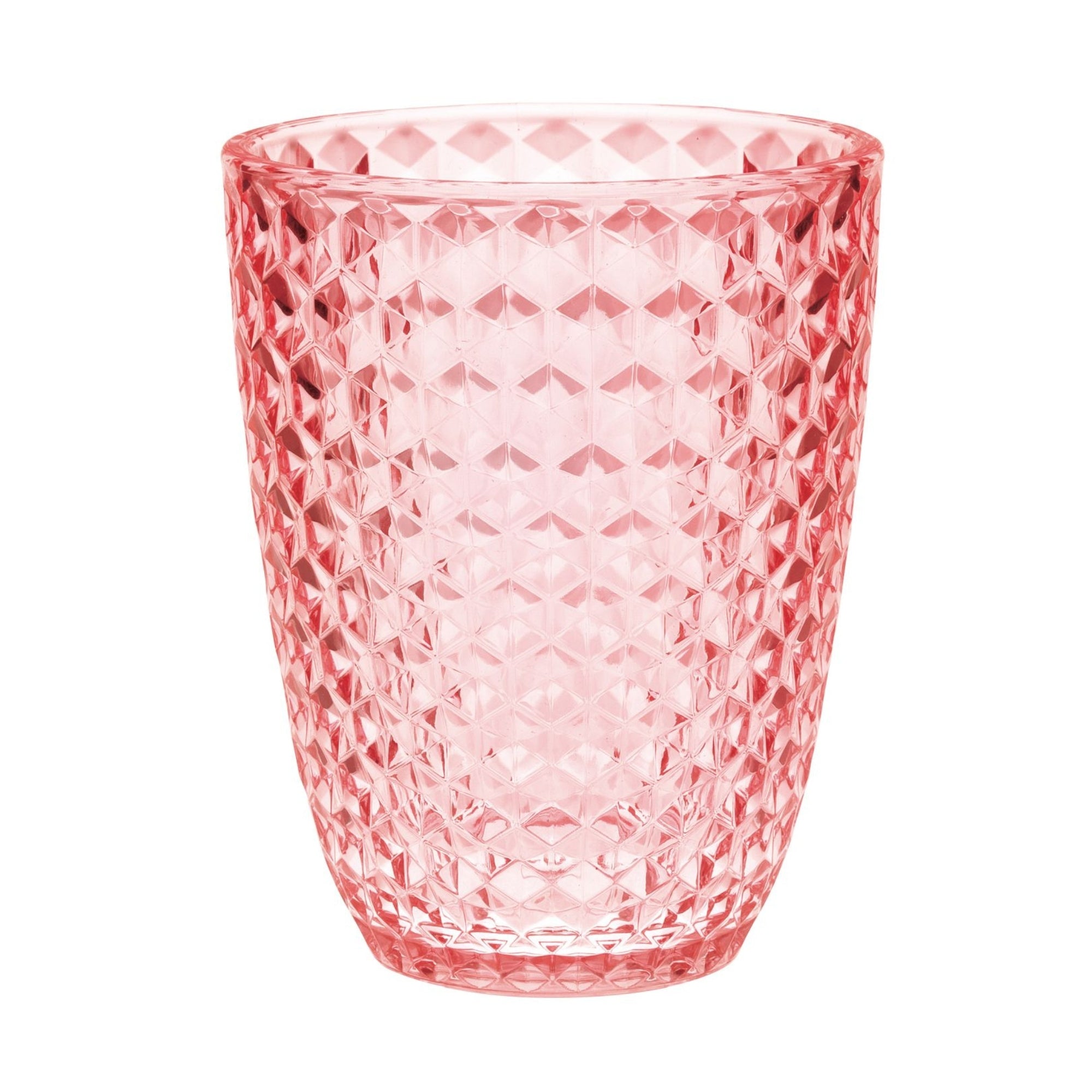 Leading Ware Diamond Cut Acrylic Glasses Set of 4, BPA Free, Pink, 12oz