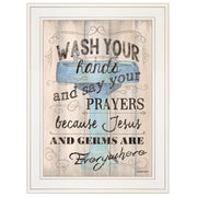 'Bathroom Humor' by Debbie DeWitt, Ready to Hang Framed print, White Frame