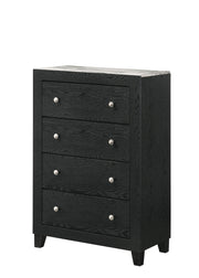 1pc Contemporary Modern White Faux Marble Top 4 Drawers Tall Chest Black Finish Bedroom Furniture