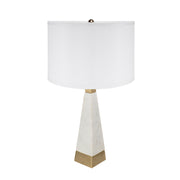 D15x26' White and Gold Thin Pyramid Table Lamp with Drum Shade(Lamp Shade Assembly Required)