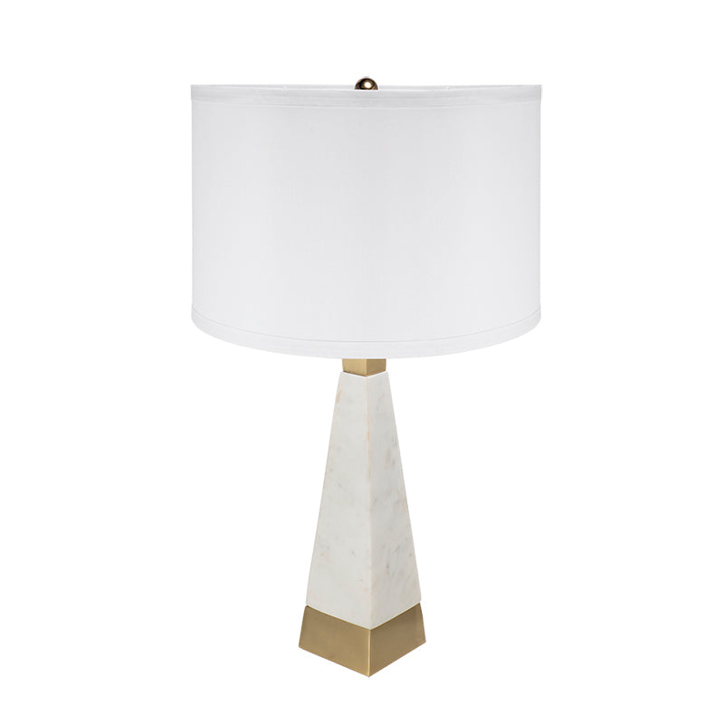 D15x26' White and Gold Thin Pyramid Table Lamp with Drum Shade(Lamp Shade Assembly Required)