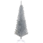 HOMCOM 5' Artificial Pencil Christmas Tree, Slim Xmas Tree with 294 Realistic Branch Tips and Plastic Stand, Silver