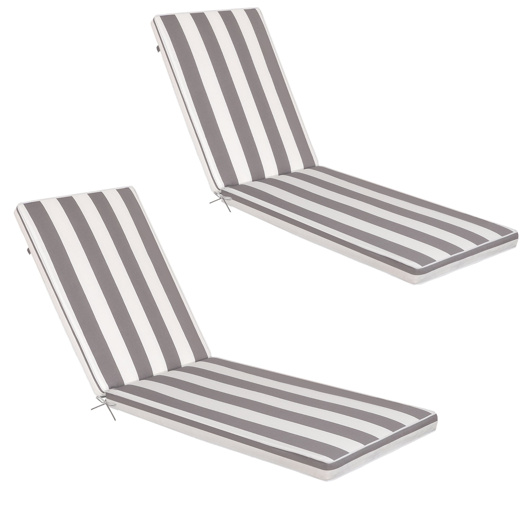 2-Piece Outdoor Chaise Lounge Cushion Set, Replacement Cushions for Patio Furniture, Grey/White