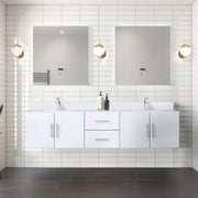 Glossy White Double Bath Vanity 80 in. W x 22 in. D, Cultured Marble Top, and Faucet Set