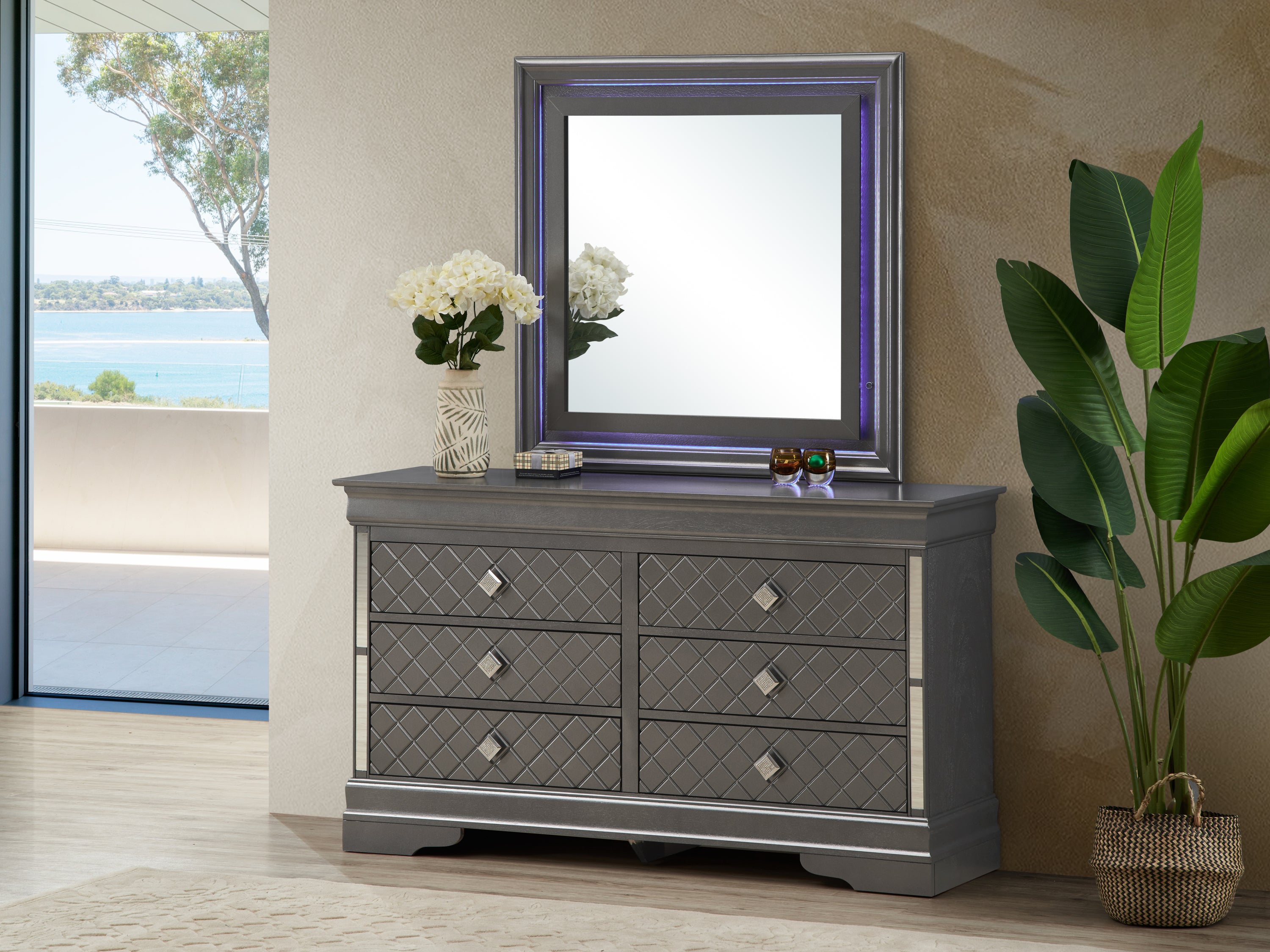 Verona G6702-D Dresser , Metalic Black