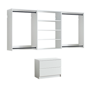 Devi White Wall Mounted Wood Closet System with Modular Versatility and Warm Oak Finish