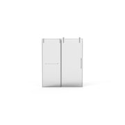 Frameless Sliding Shower Door with Towel Bar, 5/16' Tempered Glass, Brushed Nickel Finish, 56'-60'W x 76'H