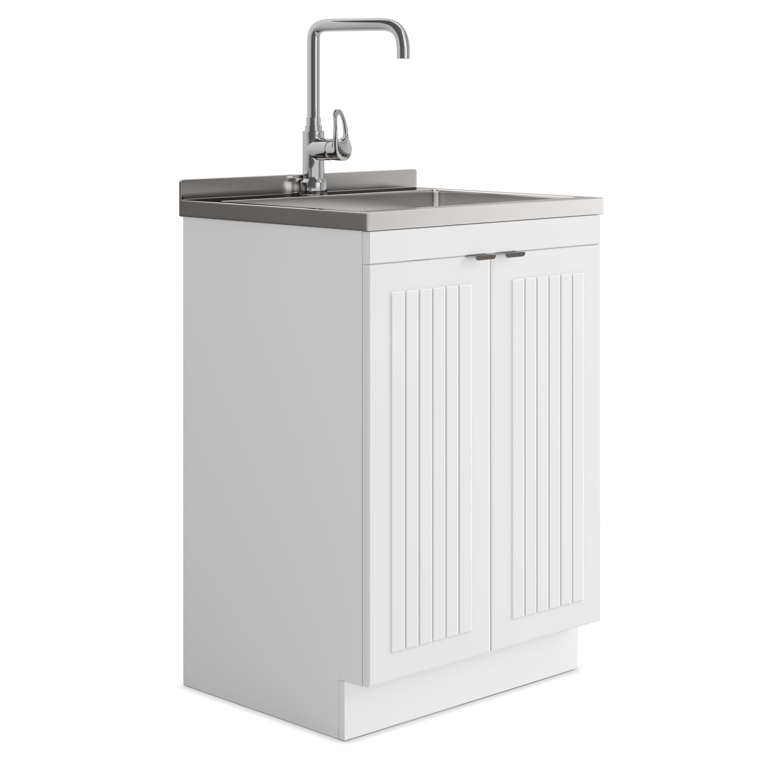 Murphy - 24' Laundry Cabinet with Faucet and Stainless Steel Sink - White