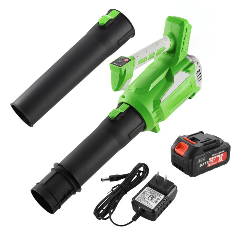 Leaf blower cordless with battery and charger, extended nozzle, lightweight handheld design for yard cleaning, car water blowing, leaves and dust (green)