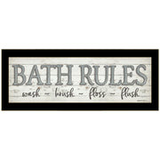 'Bath Rules' By Susie Boyer, Ready to Hang Framed Print, Black Frame