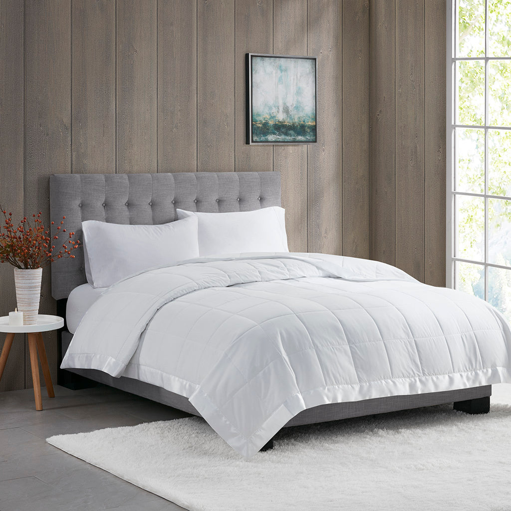 Lightweight Down Alternative Blanket with Satin Trim White King