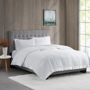 Lightweight Down Alternative Blanket with Satin Trim White Full/Queen