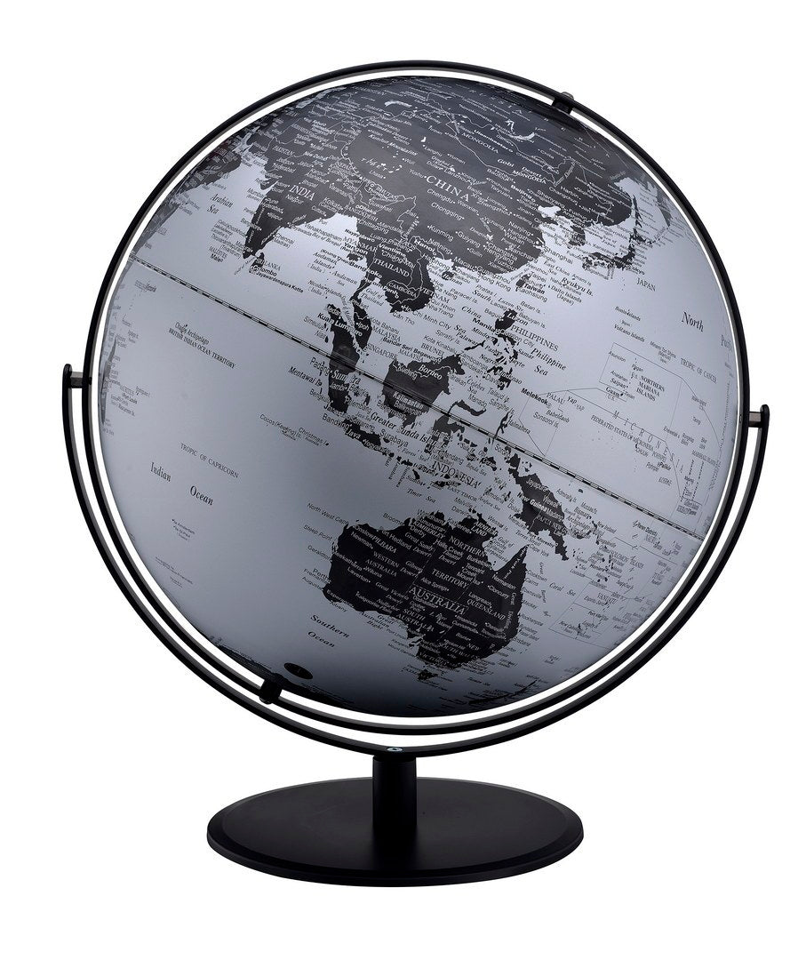 20.5' Tall-black and Silver Globe with 3D Mountain Landscape