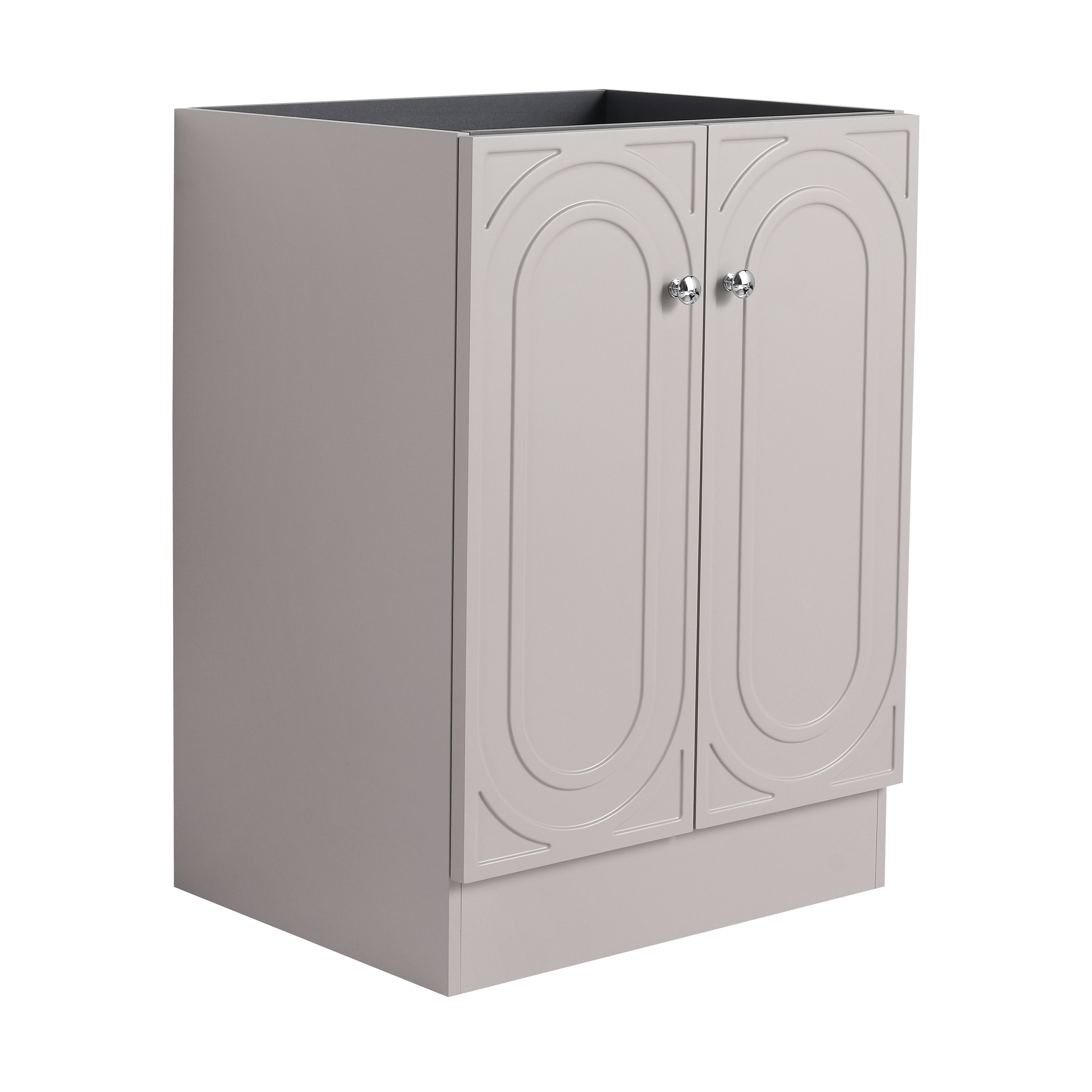 Contemporary 24' Freestanding Bathroom Vanity with 2 Soft-Close Cabinet Doors, Khaki Plywood, Excluding Sink
