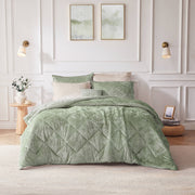 3 PCS Twin/Twin XL Velvet Duvet Cover Set with Throw Pillow Green