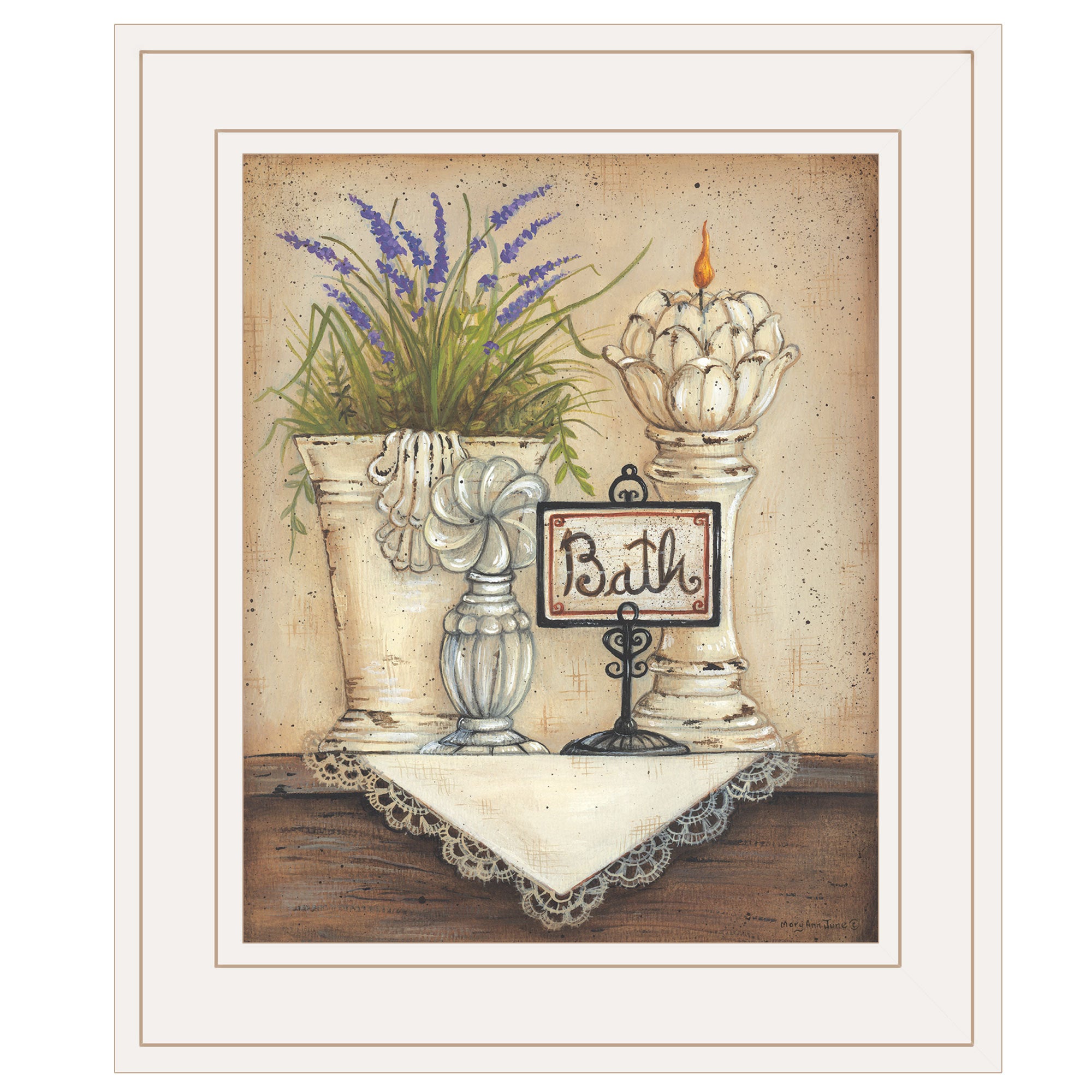 'Bath' Print By Mary Ann June, Ready to Hang Framed Print, White Frame