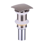 DAX Square Vanity Sink Pop Up Drain without Overflow – Modern Brushed Finish, Easy Installation, Durable Brass Construction – Bathroom Basin Accessory