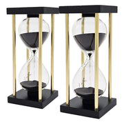 Set of 2, 3x3x7' Spellman 15-Minute Hourglass with Metal Frame, Black