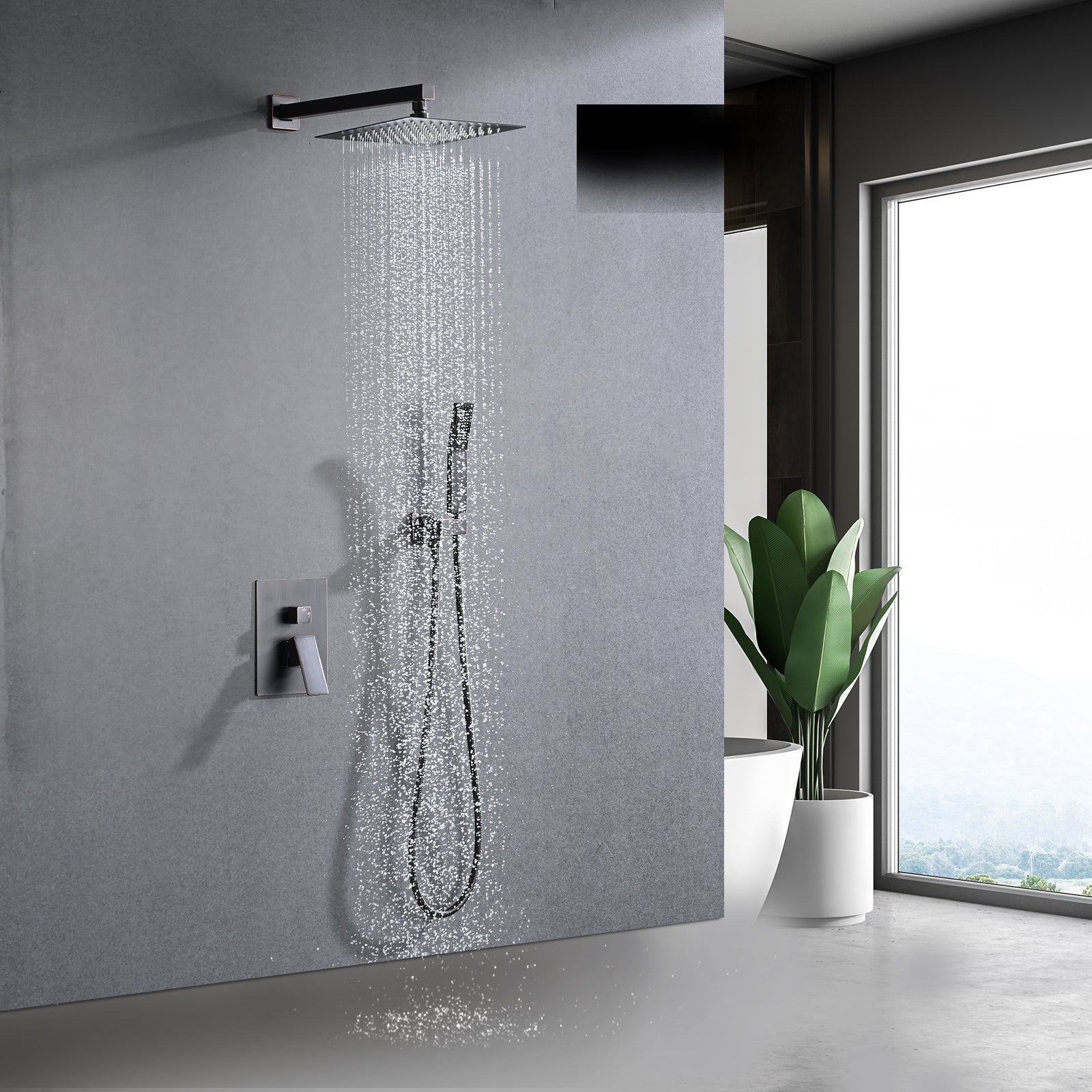 Shower System Shower Faucet Combo Set Wall Mounted with 10' Rainfall Shower Head and handheld shower faucet