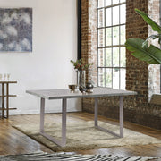 Orelis Dining Table with Cement Gray Laminate Top and Brushed Stainless Steel Base