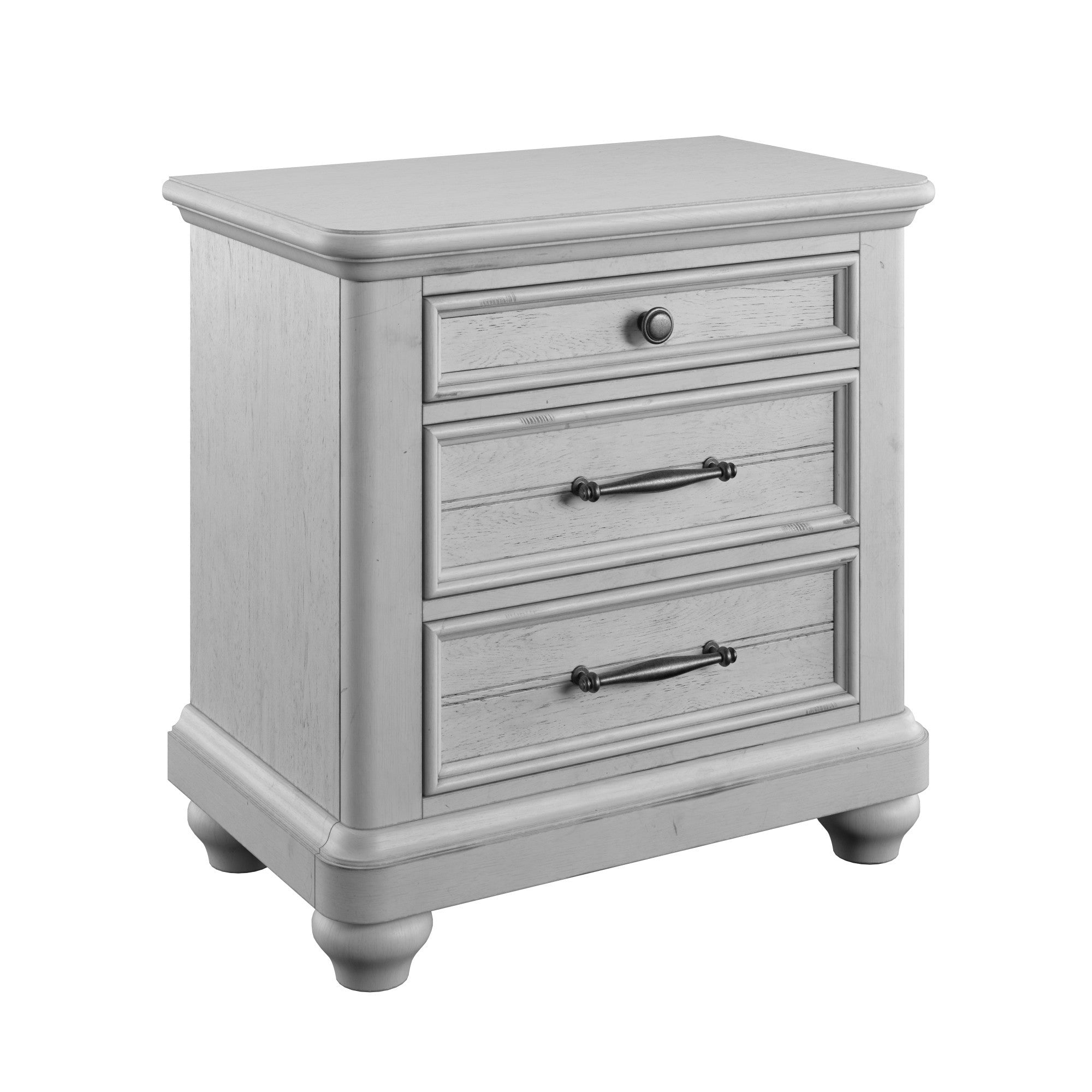 Gray 3-Drawer Nightstand With USB