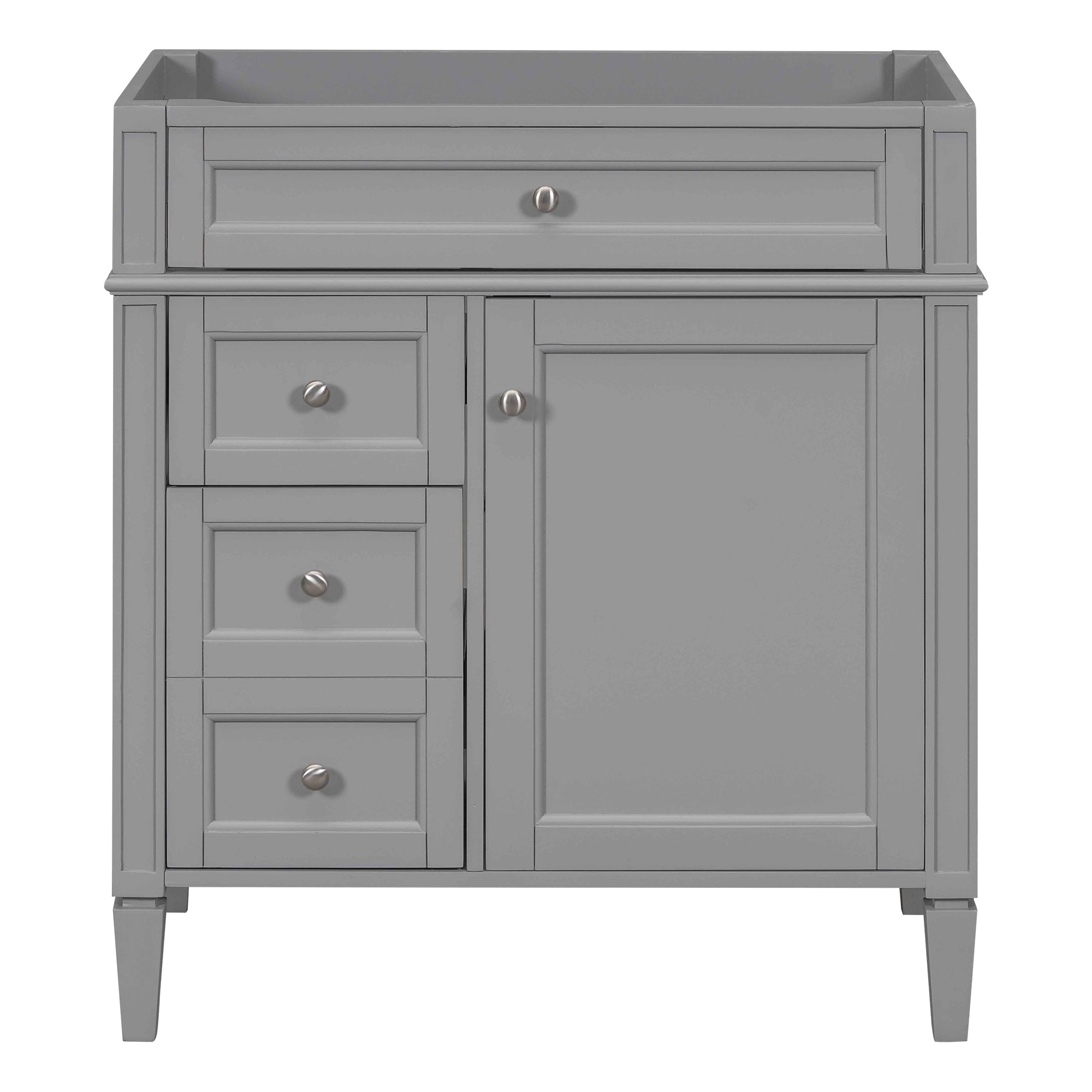 30'' Bathroom Vanity without Top Sink, Modern Bathroom Storage Cabinet with 2 Drawers and a Tip-out Drawer (NOT INCLUDE BASIN)