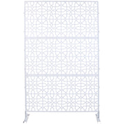 Outdoor & Indoor Metal Privacy Screen 76' H×48' W Freestanding Decorative Privacy Screen White