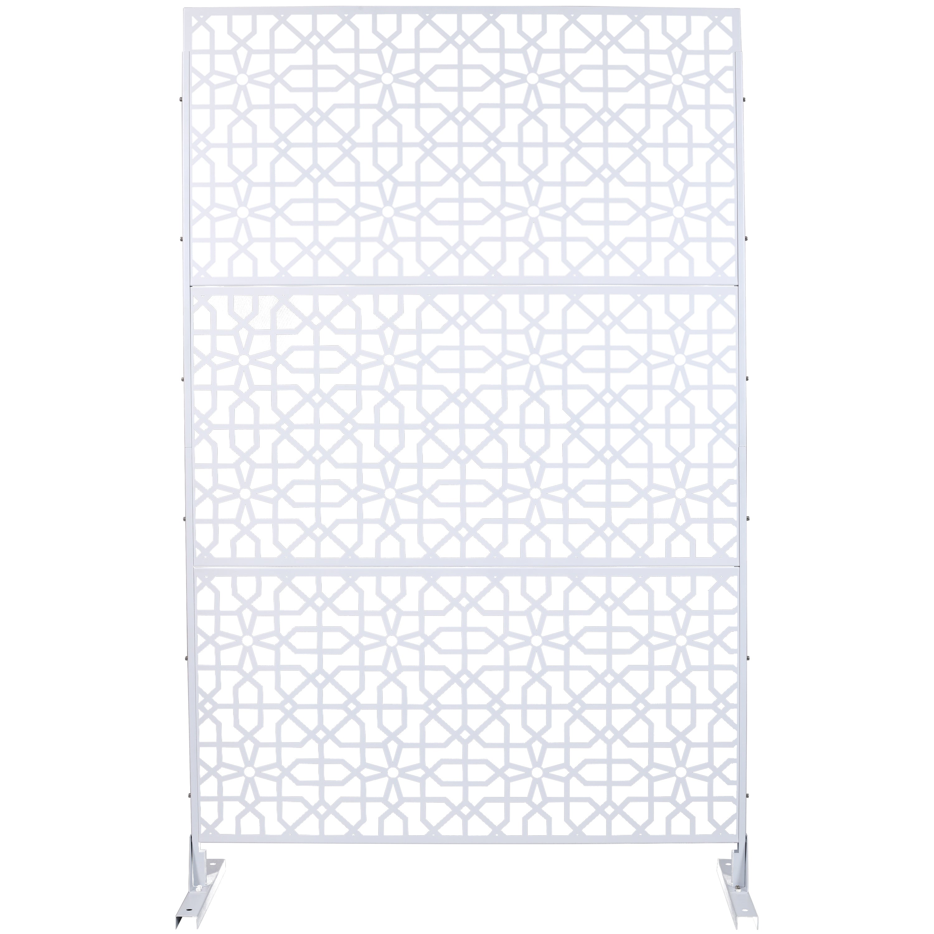 Outdoor & Indoor Metal Privacy Screen 76' H×48' W Freestanding Decorative Privacy Screen White