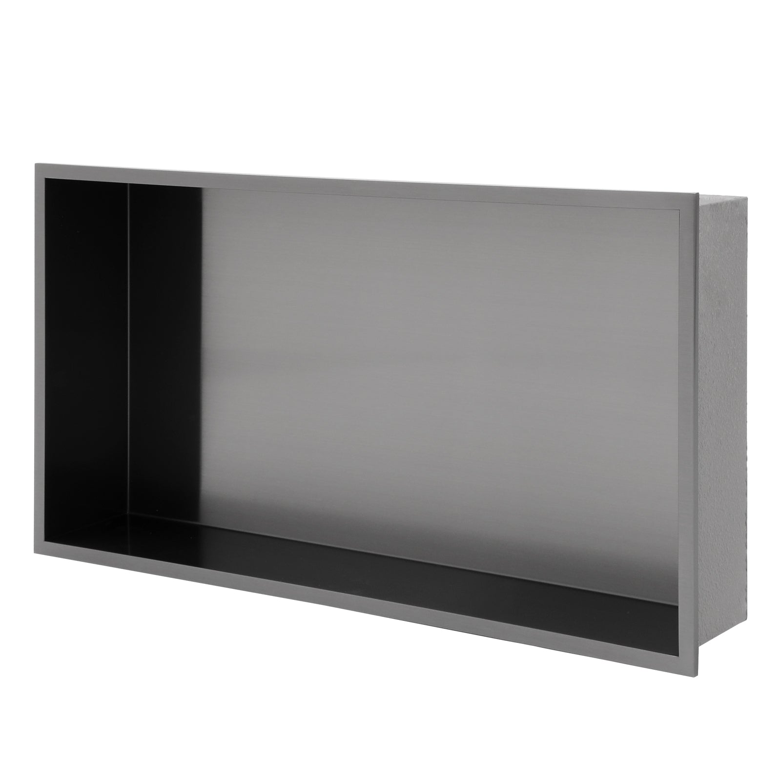 25' x 13' Gunmetal Black Stainless Steel Shower Niche with Seamless Design