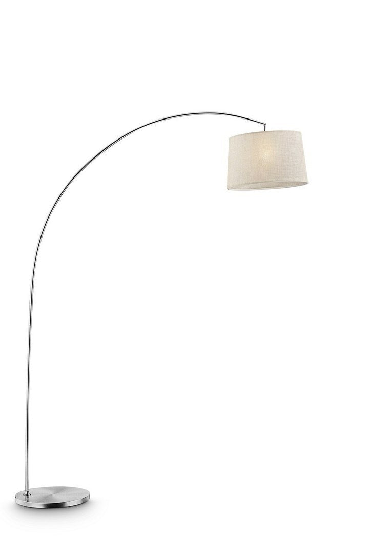 84.5' Tall Metal Arch Floor Lamp 'Oma' with Silver finish, Ivory Fabric Shade