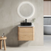 24'' Wall-Mounted Bathroom Vanity With Ceramic Art Sink & 1-Soft-Close Door, KD-Packing, Plywood