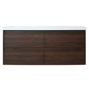 Modern 48 Inch Bathroom Vanity with Dual Resin Sink, Soft Close Drawers, California Walnut Plywood