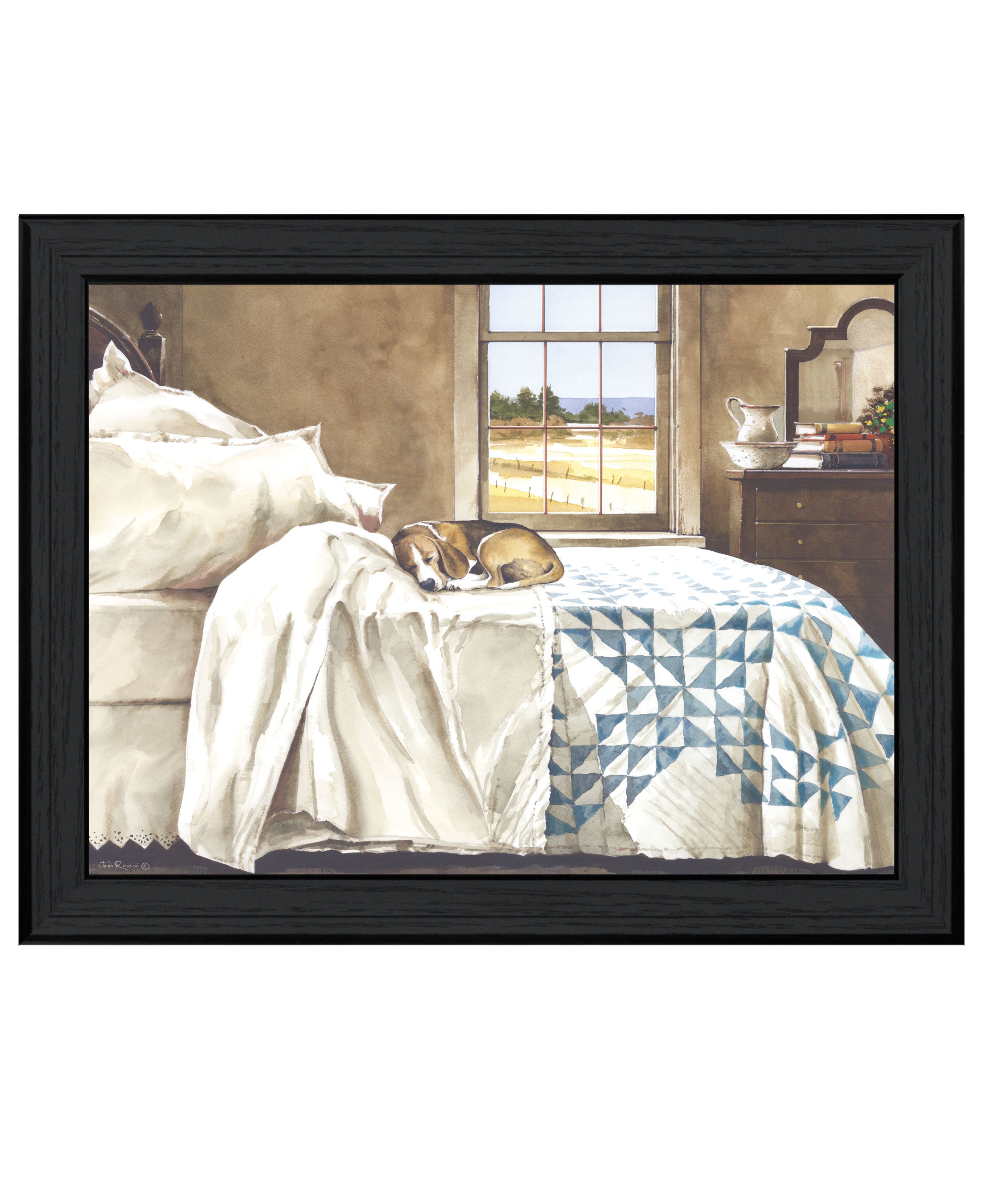 ' Home Alone' by Artisan John Rossini, Ready to Hang Framed Print, Black Frame