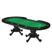 96' Oval Aura Poker Table for 10 Players Texas Holdem Poker Card with Bet Line Felt Surface Jumbo Cup Holders Green