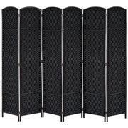 HOMCOM 6' Tall Wicker Weave 6 Panel Room Divider Privacy Screen - Black