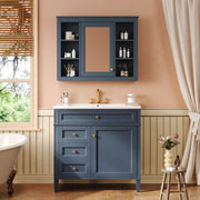 36'' Bathroom Vanity with  Medicine Cabinet, Modern Bathroom Storage Cabinet with 2 Soft Closing Doors and 4 Drawers, Single Sink Bathroom Vanity