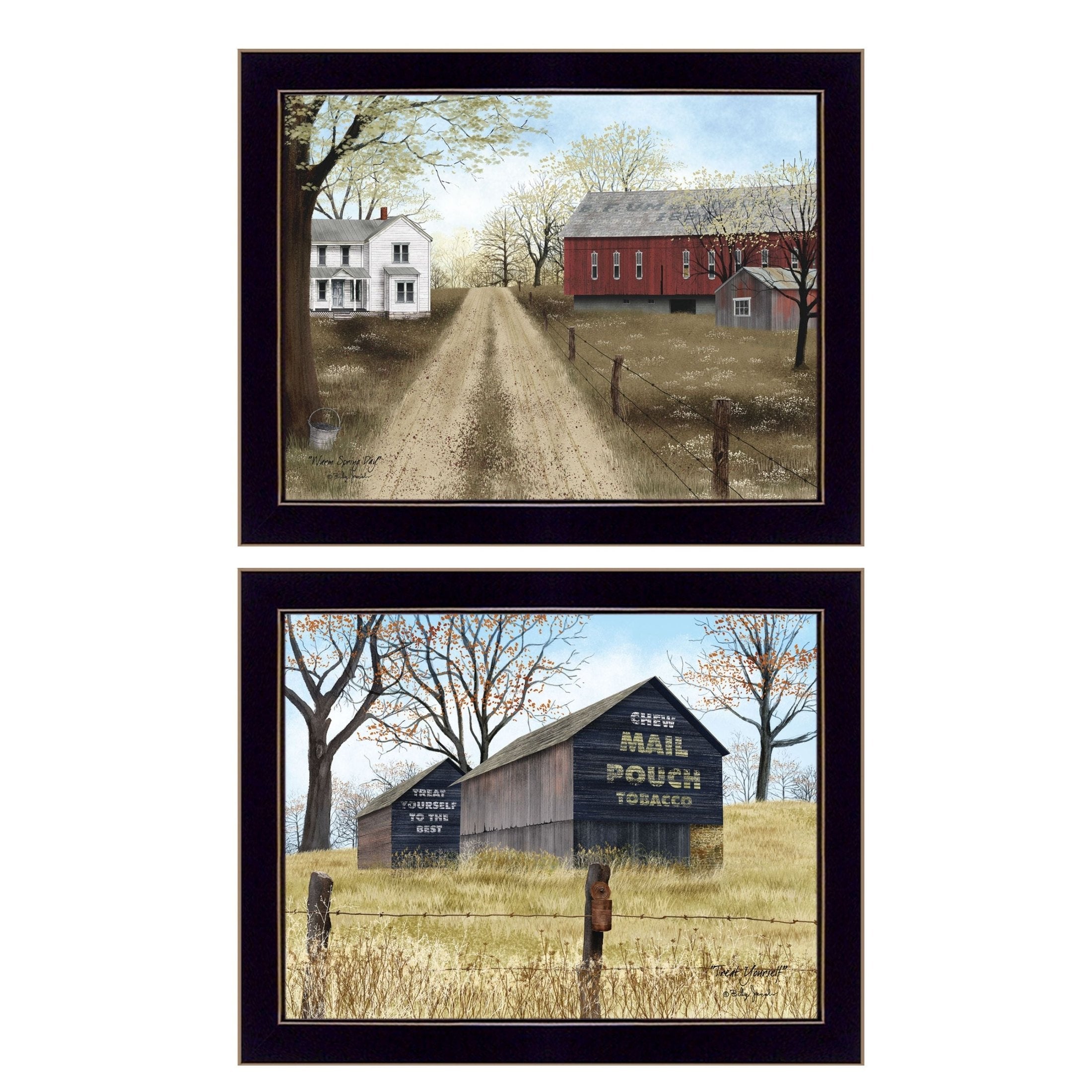 'Scenic Country Collection' 2-Piece Vignette By Billy Jacobs, Printed Wall Art, Ready To Hang Framed Poster, Black Frame