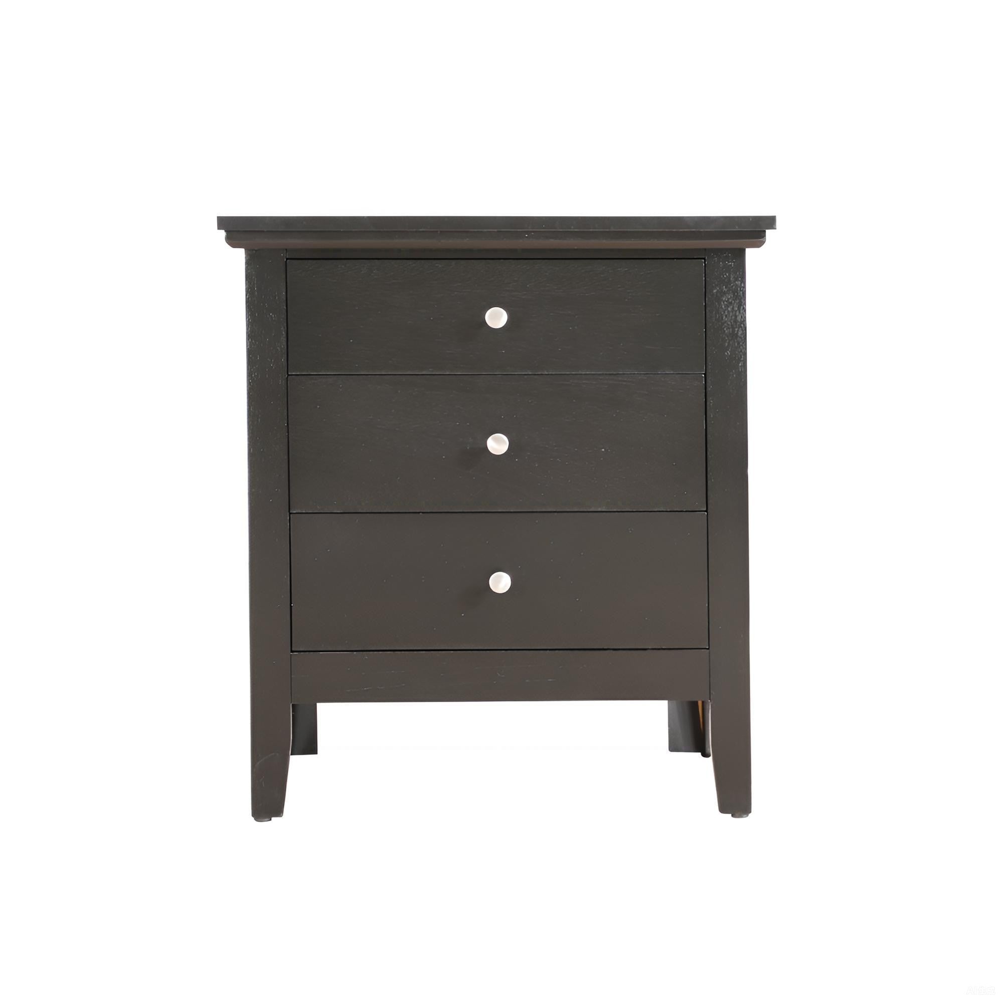 Chic Black Casual Nightstand with Three Drawers for Bedrooms, Particle Board, 26'H x 24'W x 18'D