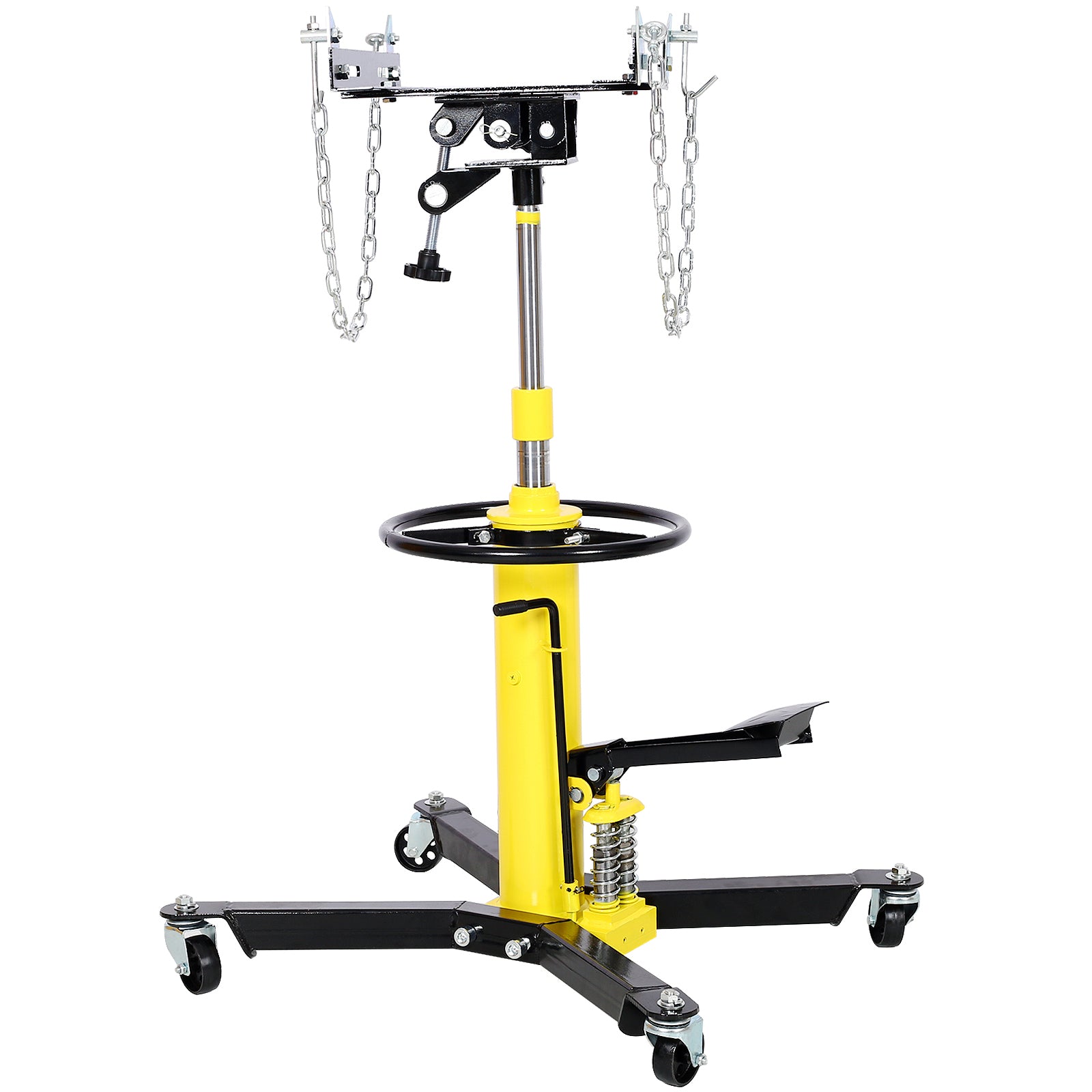 1660lbs Transmission Jacks Quick Lift Dual Spring , Hydraulic Transmission Jack 2 Stage Hydraulic w/ 360° for car lift 0.75 Ton