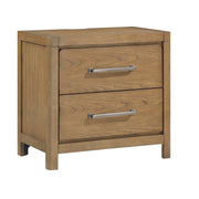 Light Brown Finish 2-Drawer Nightstand with Power Outlets USB Ports Modern Bedroom Furniture 1pc Bedside Table