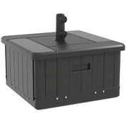 Outsunny 3-in-1 Outdoor Umbrella Base, Coffee End Table, Flower Box Planter with Drain Hole, 175 lbs. Capacity Fillable Patio Umbrella Stand Table with Wheels and Handles, Black