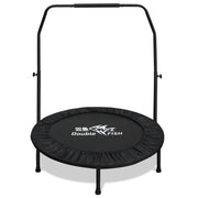 DOUBLE FISH[Foldable Trampoline] 440lbs Capacity Foldable Trampoline for Adults 38'Rebounder with Adjustable Handle Bar, Thickened Steel Frame, Indoor/Outdoor Fitness  Perfect for Leg Muscle Exerci