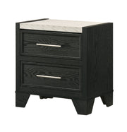 1pc Contemporary Modern White Faux Marble Top 2 Drawers Nightstand Black Finish Bedroom Furniture