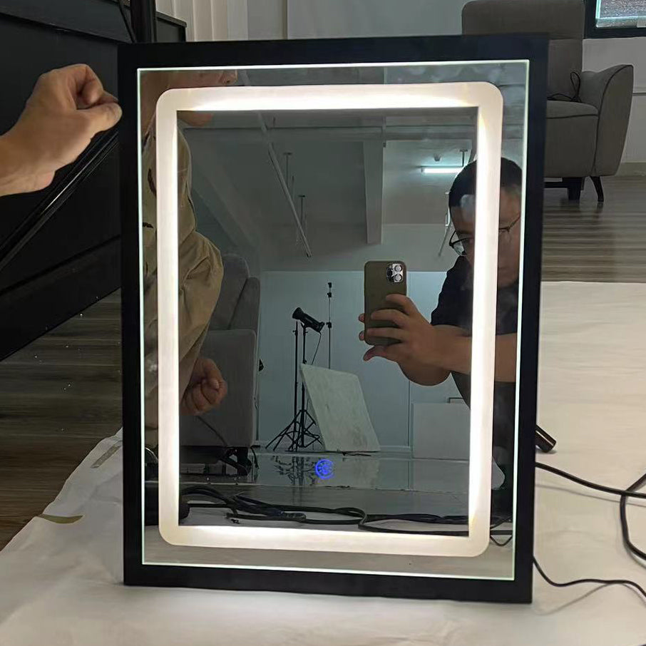 T68S Small Size 16'x21' Touch Control Sliding LED Mirror, Tri-color Switching, Brightness Adjustable Black