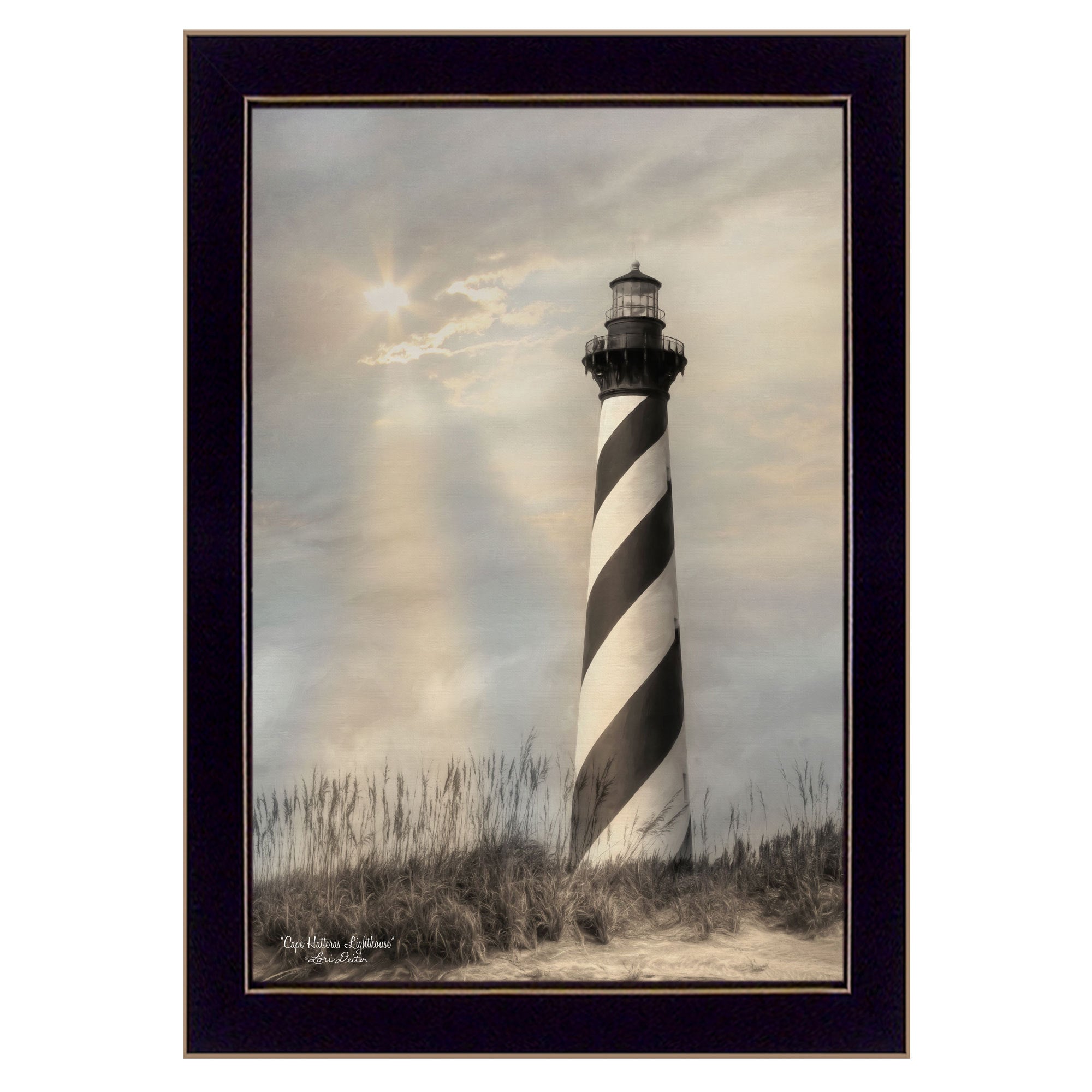 'Cape Hatteras Lighthouse' By Lori Deiter, Printed Wall Art, Ready To Hang Framed Poster, Black Frame