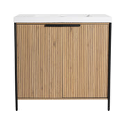 Modern Freestanding Bathroom Vanity with Resin Sink & Soft-Close Cabinet Doors, Light Coffee, Plywood, 36'